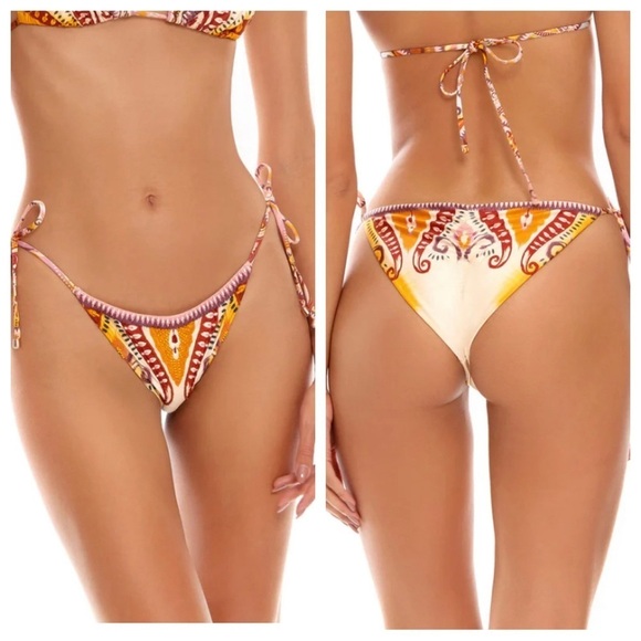 New! Agua Bendita alegria leva string bikini bottom ivory 14741 - Picture 1 of 12
